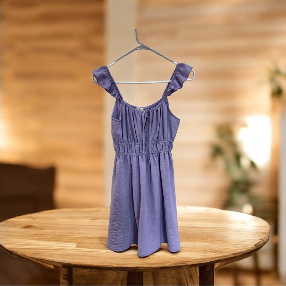 ALTAR’D STATE Sleeveless Ruffle Strap Mini Dress Lavender Purple Womens SMALL
